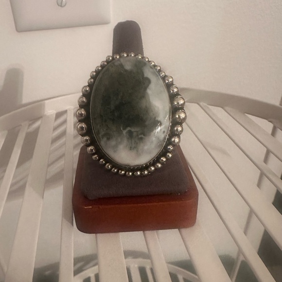 Jewelry - Adjustable German Silver and Jasper Ring
